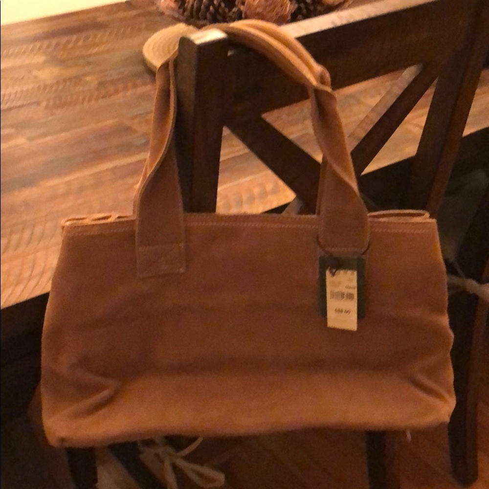 NWT Eddie Bauer Suede Commuter Tote in Natural